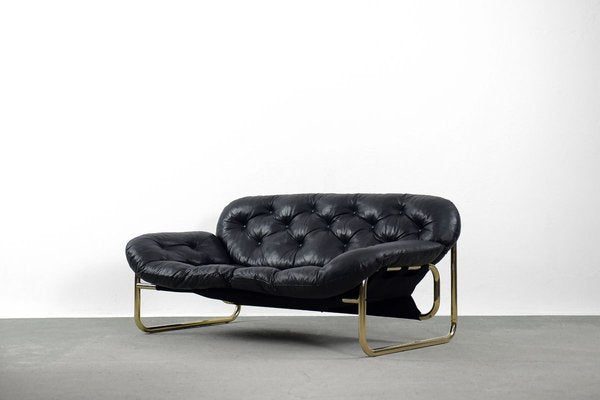 Scandinavian Leather Black Sofa by John-Bertil Häggström for Swed-Form, 1970s-ZAA-811816