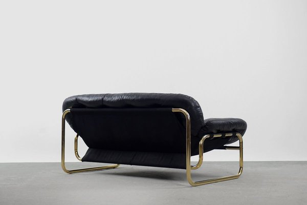 Scandinavian Leather Black Sofa by John-Bertil Häggström for Swed-Form, 1970s-ZAA-811816