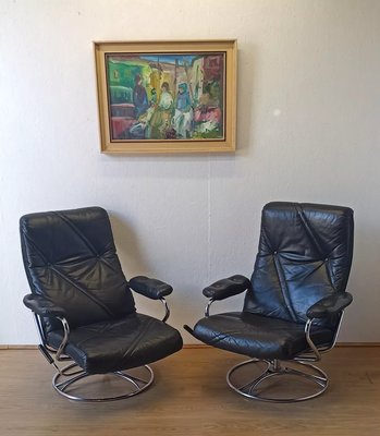 Scandinavian Leather Chairs, 1970s, Set of 2-ZEF-1738949