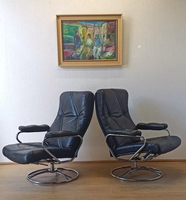 Scandinavian Leather Chairs, 1970s, Set of 2-ZEF-1738949