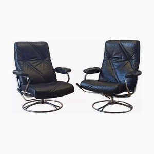 Scandinavian Leather Chairs, 1970s, Set of 2-ZEF-1738949