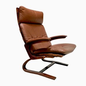 Scandinavian Leather Lounge Chair by Elsa & Nordahl Solheim for Rybo Rykken, 1960s-JP-1083910