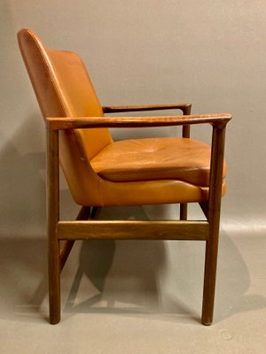 Scandinavian Leather Lounge Chair by IB Kofod Larsen, 1950s-XTS-1888877