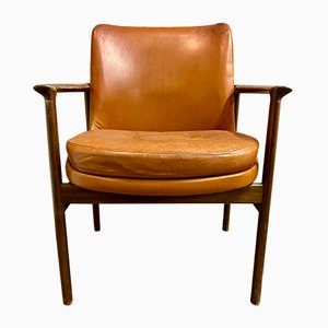 Scandinavian Leather Lounge Chair by IB Kofod Larsen, 1950s-XTS-1888877