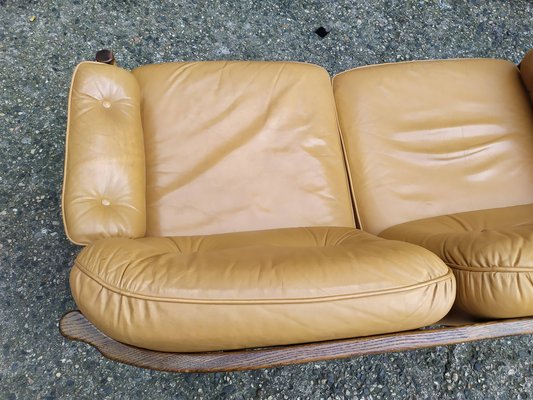 Scandinavian Leather Sofas and Lounge Chair, 1970s, Set of 3-EAD-1742690