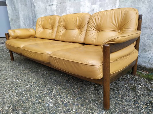 Scandinavian Leather Sofas and Lounge Chair, 1970s, Set of 3-EAD-1742690