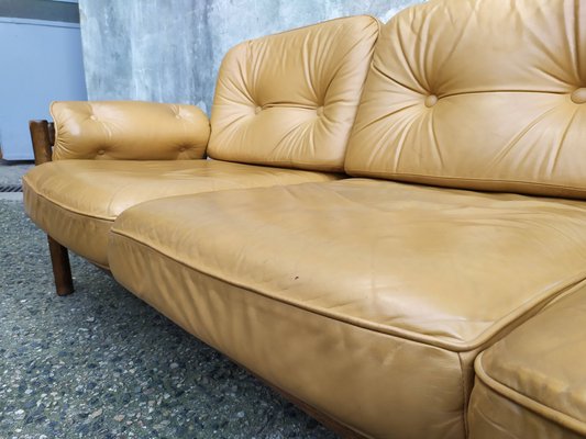 Scandinavian Leather Sofas and Lounge Chair, 1970s, Set of 3-EAD-1742690