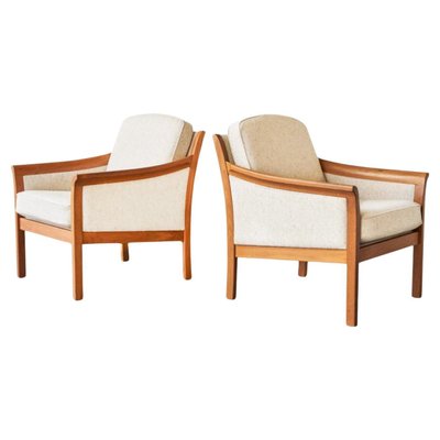 Scandinavian Lounge Chairs in Wool with Ottoman, 1960s, Set of 2-FEW-2024252