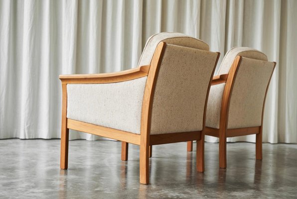 Scandinavian Lounge Chairs in Wool with Ottoman, 1960s, Set of 2-FEW-2024252