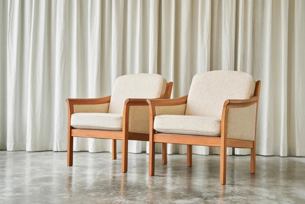 Scandinavian Lounge Chairs in Wool with Ottoman, 1960s, Set of 2-FEW-2024252