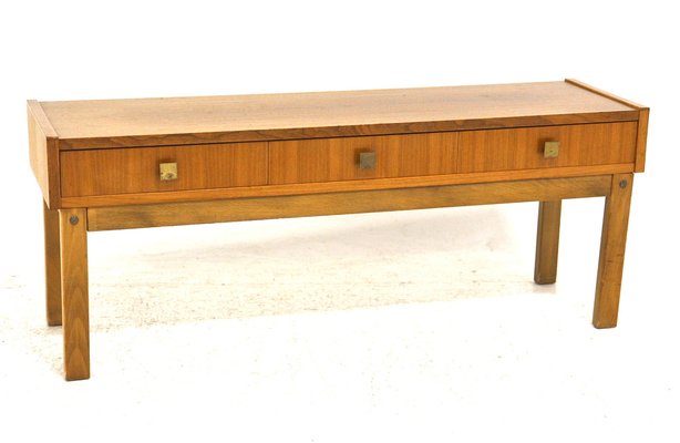 Scandinavian Low Walnut Console, Sweden, 1960s-GEK-1785476