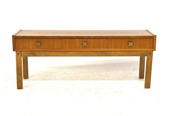 Scandinavian Low Walnut Console, Sweden, 1960s-GEK-1785476