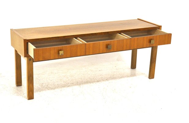 Scandinavian Low Walnut Console, Sweden, 1960s-GEK-1785476