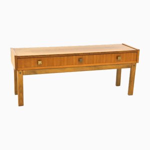 Scandinavian Low Walnut Console, Sweden, 1960s-GEK-1785476