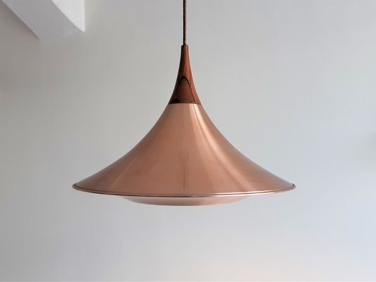 Scandinavian Metal and Teak Pendant Lamp, 1960s-NV-1015694