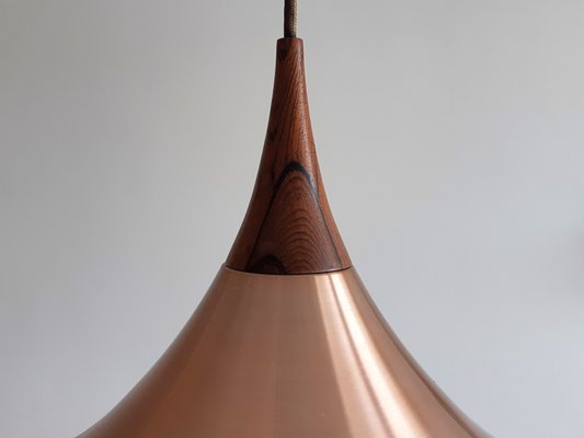 Scandinavian Metal and Teak Pendant Lamp, 1960s-NV-1015694