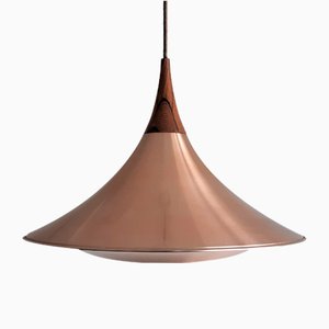 Scandinavian Metal and Teak Pendant Lamp, 1960s-NV-1015694