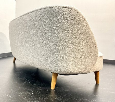 Scandinavian Mid-Century Modern Curved Sofa in Bouclé, 1940s-OHY-1819568