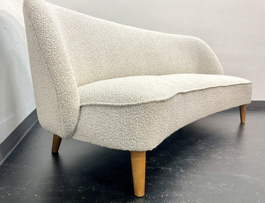 Scandinavian Mid-Century Modern Curved Sofa in Bouclé, 1940s-OHY-1819568