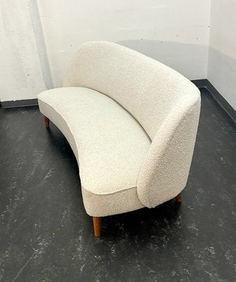 Scandinavian Mid-Century Modern Curved Sofa in Bouclé, 1940s-OHY-1819568