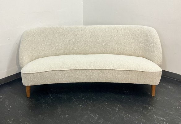 Scandinavian Mid-Century Modern Curved Sofa in Bouclé, 1940s-OHY-1819568