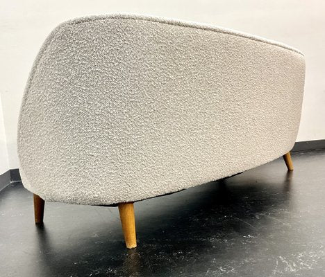 Scandinavian Mid-Century Modern Curved Sofa in Bouclé, 1940s-OHY-1819568