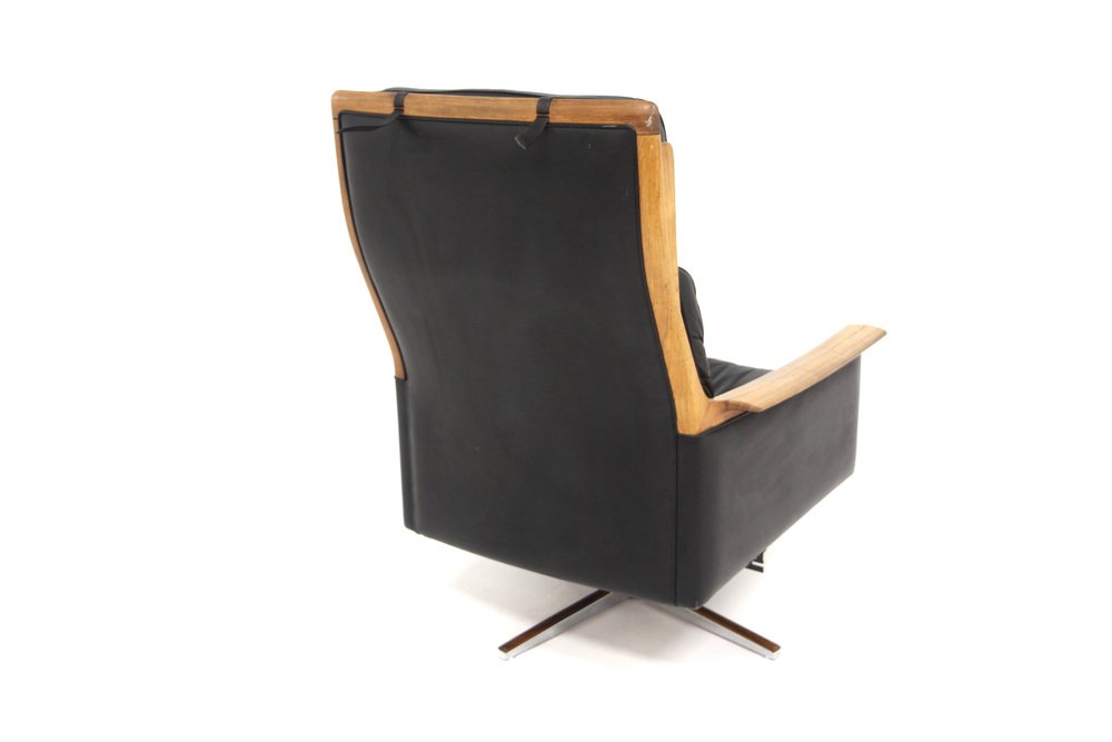 Scandinavian Minerva Swivel Chair in Leather by Torbjørn Afdal, Sweden, 1960s