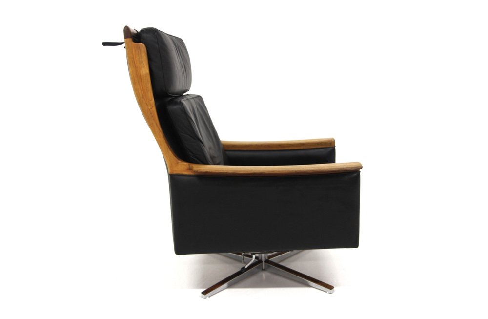 Scandinavian Minerva Swivel Chair in Leather by Torbjørn Afdal, Sweden, 1960s