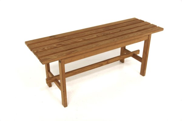 Scandinavian Minimalist Pine Bench, Sweden, 1970s-GEK-1720763