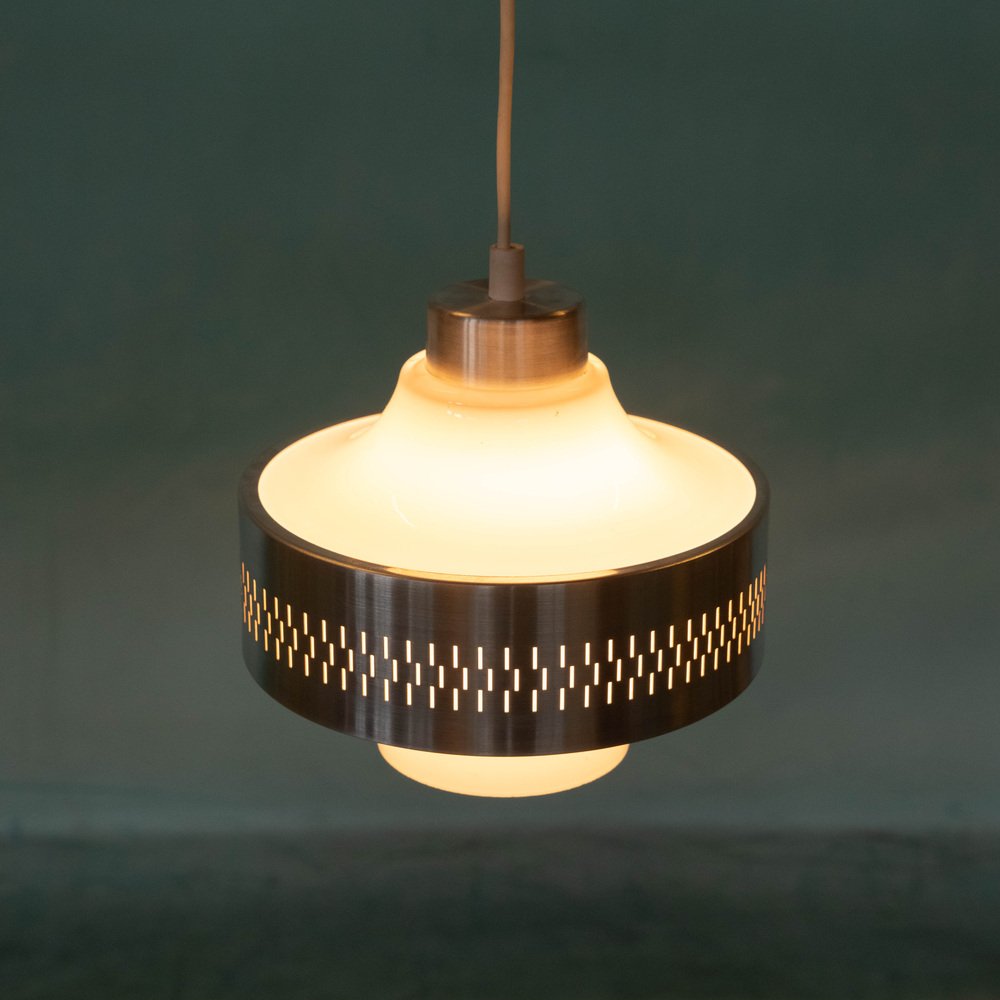 Scandinavian Minimalistic Glass Hanging Lamp, 1960s