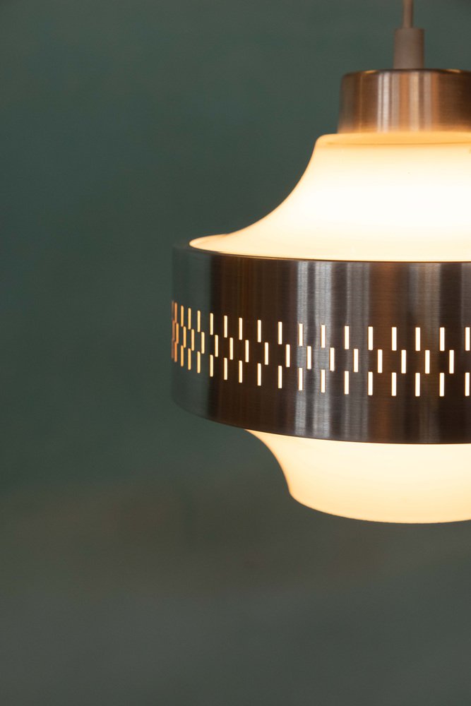 Scandinavian Minimalistic Glass Hanging Lamp, 1960s