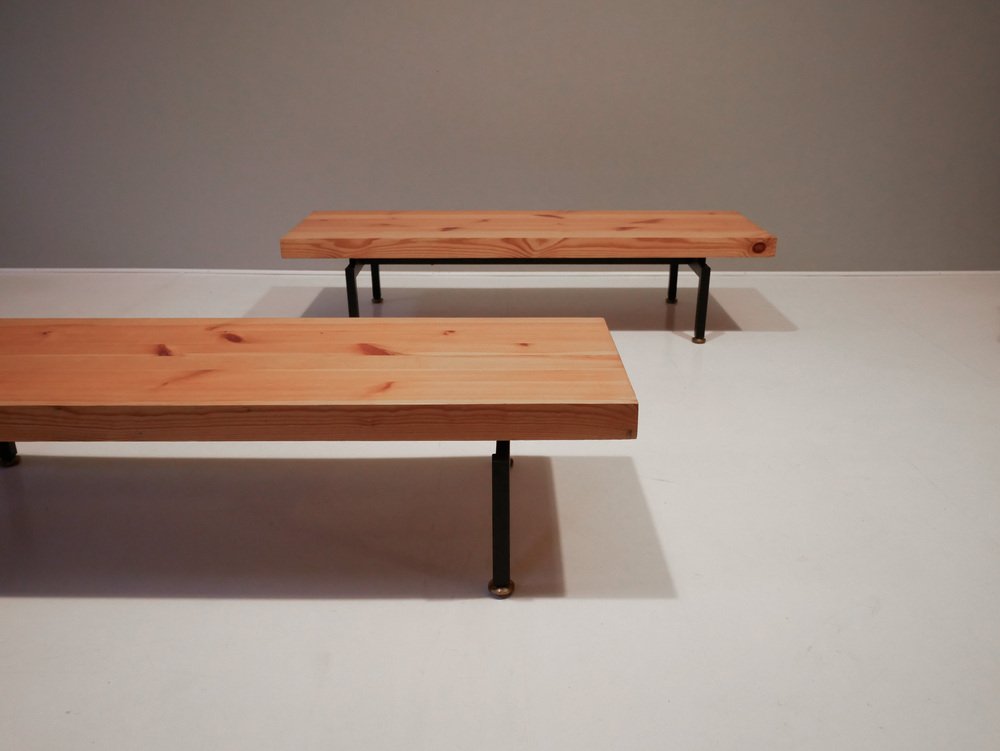 Scandinavian Minimalistic Pine Benches, 1960s, Set of 2