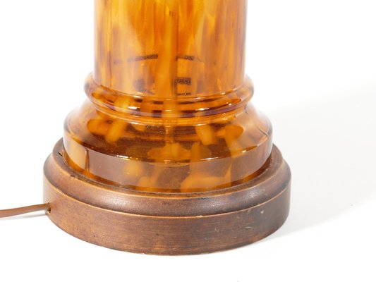 Scandinavian Modern Amber Glass Table Lamp by Miranda, 1970s-RUK-1758071