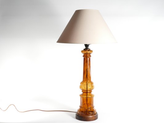 Scandinavian Modern Amber Glass Table Lamp by Miranda, 1970s-RUK-1758071