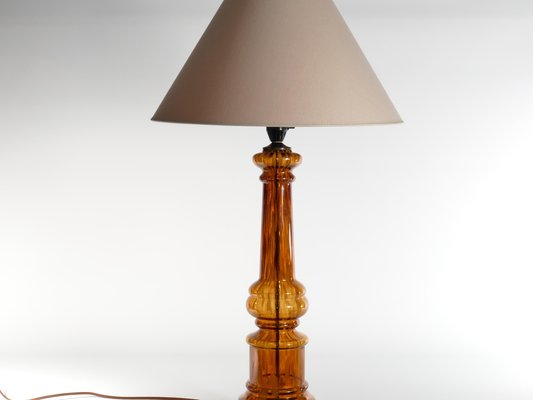 Scandinavian Modern Amber Glass Table Lamp by Miranda, 1970s-RUK-1758071