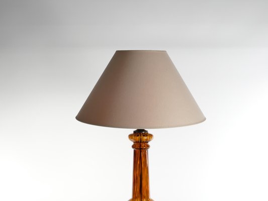 Scandinavian Modern Amber Glass Table Lamp by Miranda, 1970s-RUK-1758071