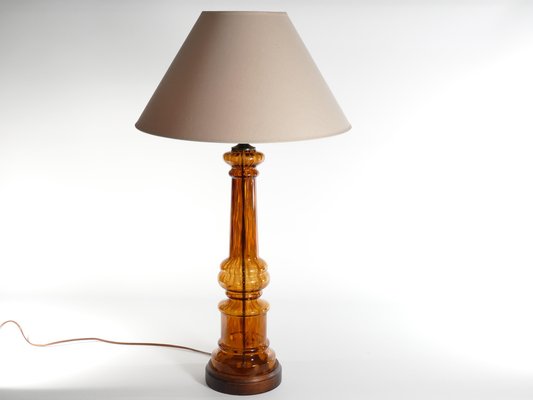 Scandinavian Modern Amber Glass Table Lamp by Miranda, 1970s-RUK-1758071