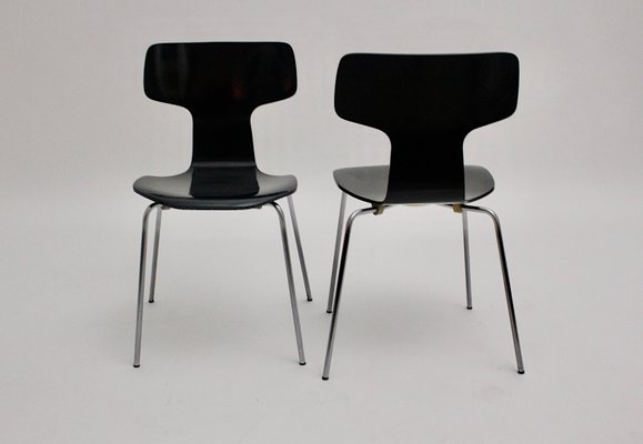 Scandinavian Modern Black Lounge Chairs by Arne Jacobsen for Fritz Hansen, 1970s, Set of 2-NB-702437