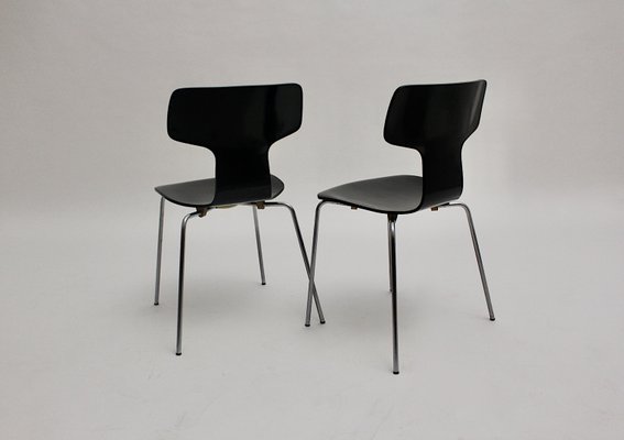 Scandinavian Modern Black Lounge Chairs by Arne Jacobsen for Fritz Hansen, 1970s, Set of 2-NB-702437