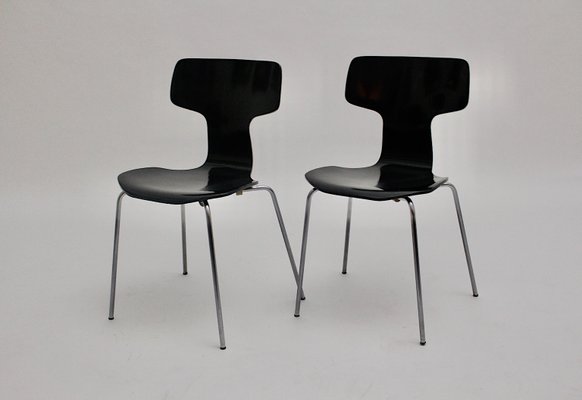 Scandinavian Modern Black Lounge Chairs by Arne Jacobsen for Fritz Hansen, 1970s, Set of 2-NB-702437