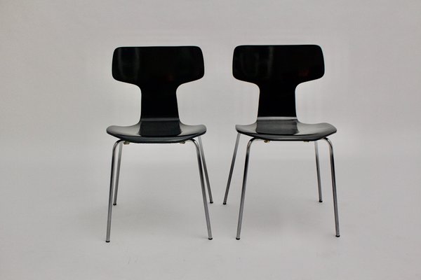 Scandinavian Modern Black Lounge Chairs by Arne Jacobsen for Fritz Hansen, 1970s, Set of 2-NB-702437