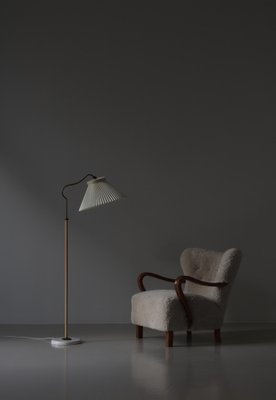 Scandinavian Modern Brass Floor Lamp attributed to Bent Karlby for Lyfa, Denmark, 1940s-WRF-1750742