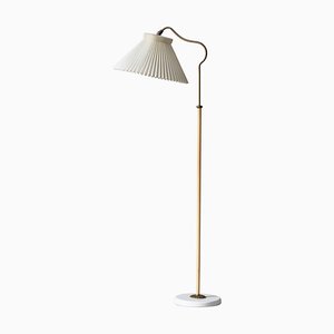 Scandinavian Modern Brass Floor Lamp attributed to Bent Karlby for Lyfa, Denmark, 1940s-WRF-1750742