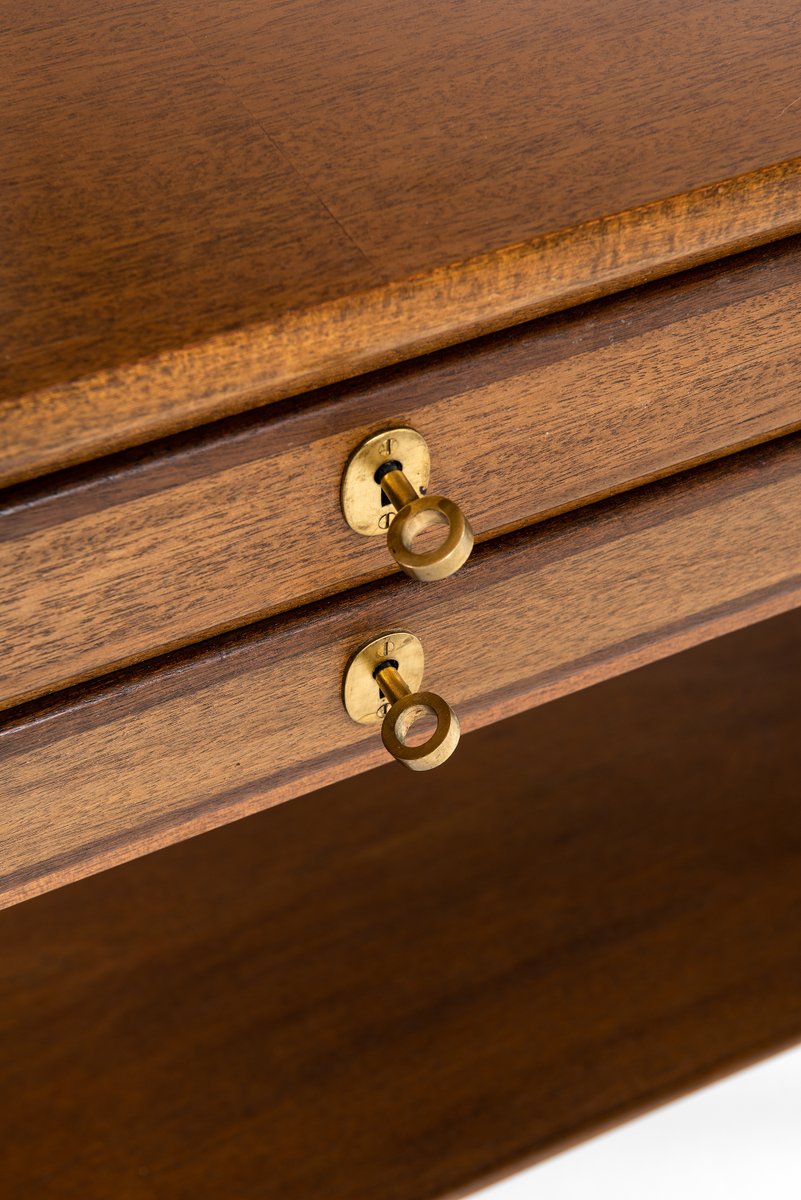 Scandinavian Modern Brass & Mahogany Sideboard by Kerstin Hörlin-Holmquist, 1960s