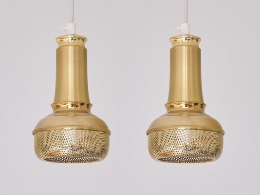 Scandinavian Modern Brass Pendant Lights from OMI, Denmark, 1960s, Set of 2-FMT-1748797