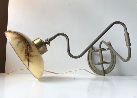 Scandinavian Modern Brass Swing Arm Sconce with Horseshoe, 1950s-LCR-731631