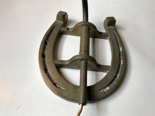 Scandinavian Modern Brass Swing Arm Sconce with Horseshoe, 1950s-LCR-731631