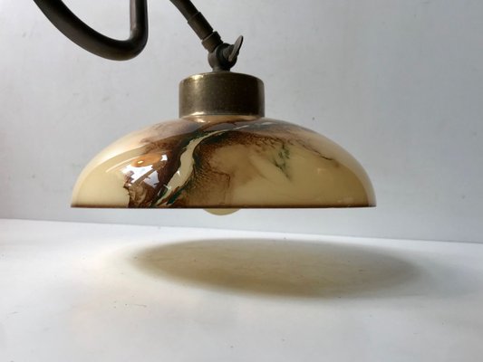 Scandinavian Modern Brass Swing Arm Sconce with Horseshoe, 1950s-LCR-731631