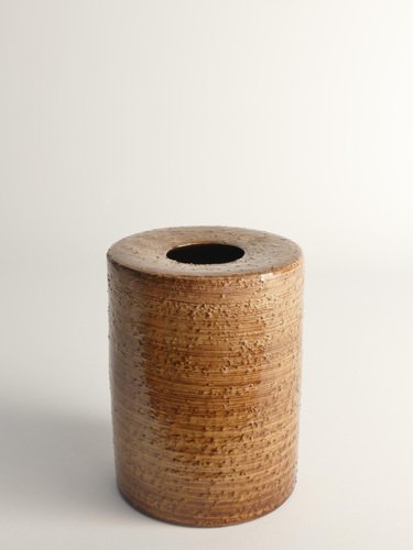 Scandinavian Modern Brown Cylindrical Vase by Jerk Werkmäster for Nittsjö, 1960