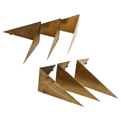 Scandinavian Modern Butterfly Shelves in Brass by Poul Cadovius, 1958, Set of 6-WRF-1048266